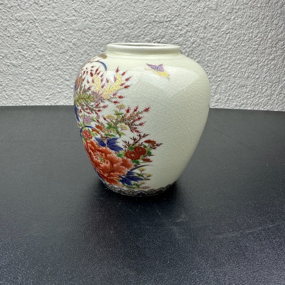 Japanese Vintage Porcelain Vase Painted By Shibata Toki Flower/Butterfly - Picture 9 of 9